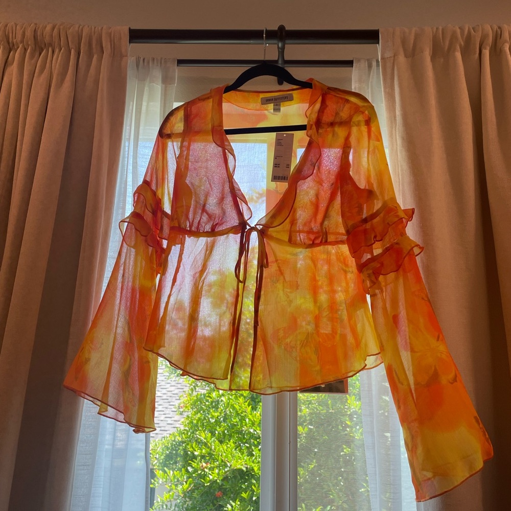 UO Orange Butterfly Tie Top